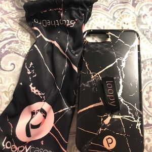 apple iphone8 rose gold/black marble phone case